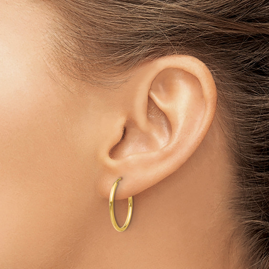 14k 1.2mm Polished Round Endless Hoop Earrings