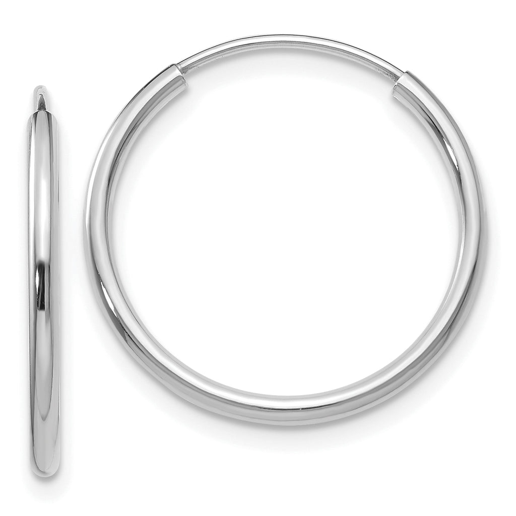 14k White Gold 1.50mm Polished Endless Hoop Earrings