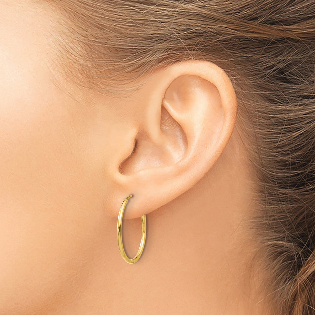 14k 1.2mm Polished Round Endless Hoop Earrings
