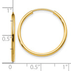 14k 1.2mm Polished Round Endless Hoop Earrings