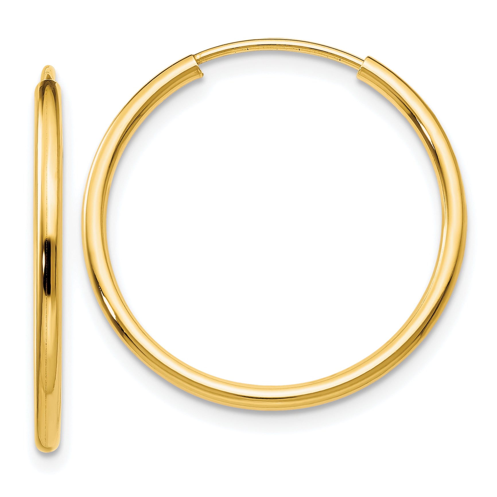 14k 1.2mm Polished Round Endless Hoop Earrings