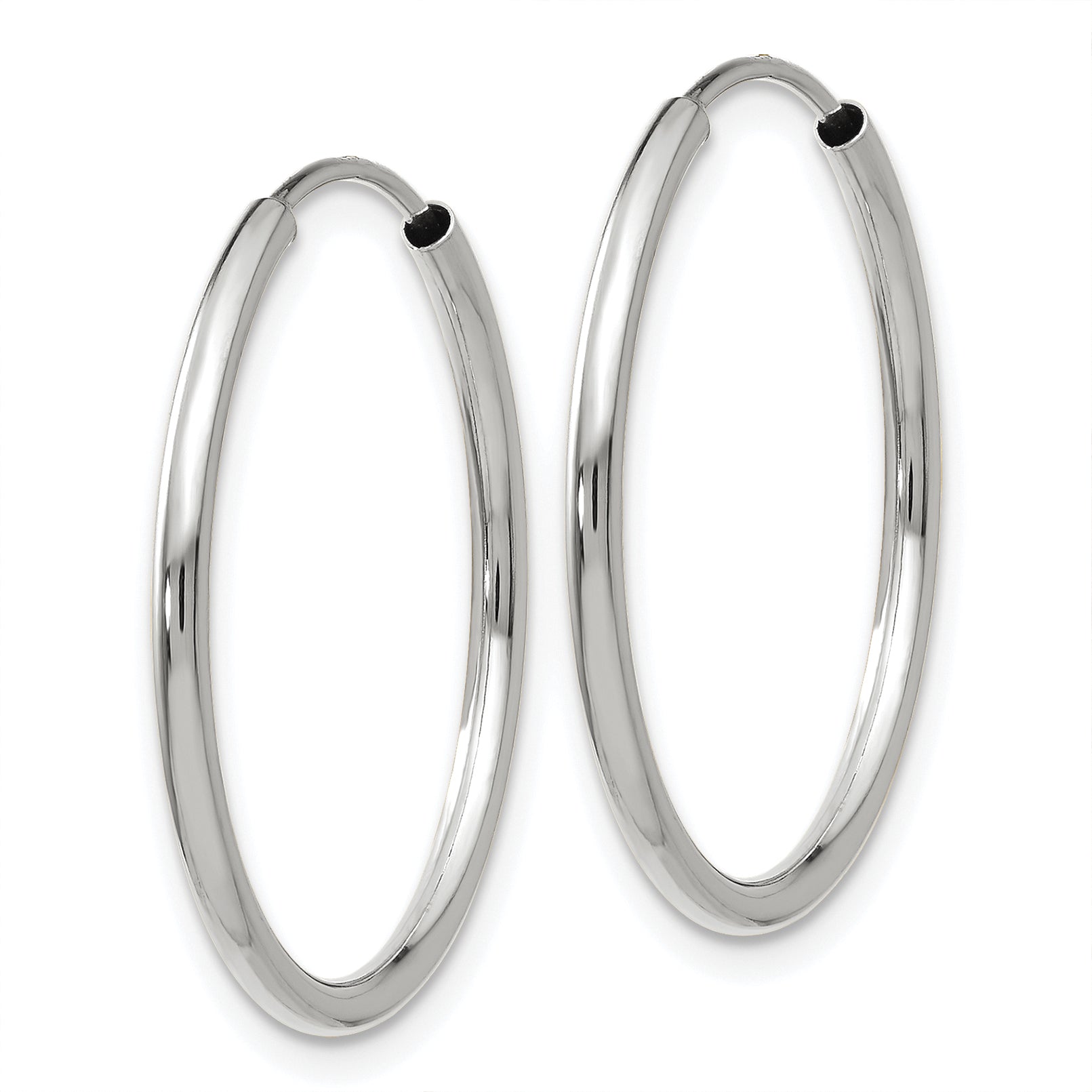 14k White Gold 1.2mm Polished Endless Hoop Earrings Secondary image