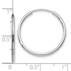 14k White Gold 1.2mm Polished Endless Hoop Earrings