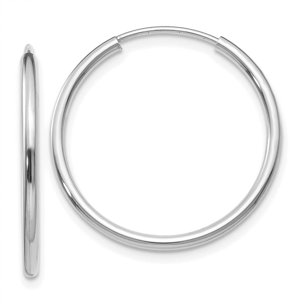 14k White Gold 1.2mm Polished Endless Hoop Earrings