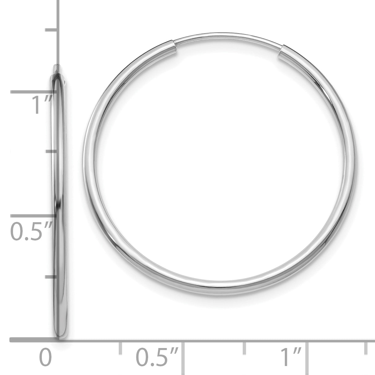 14k White Gold 1.2mm Polished Endless Hoop Earrings