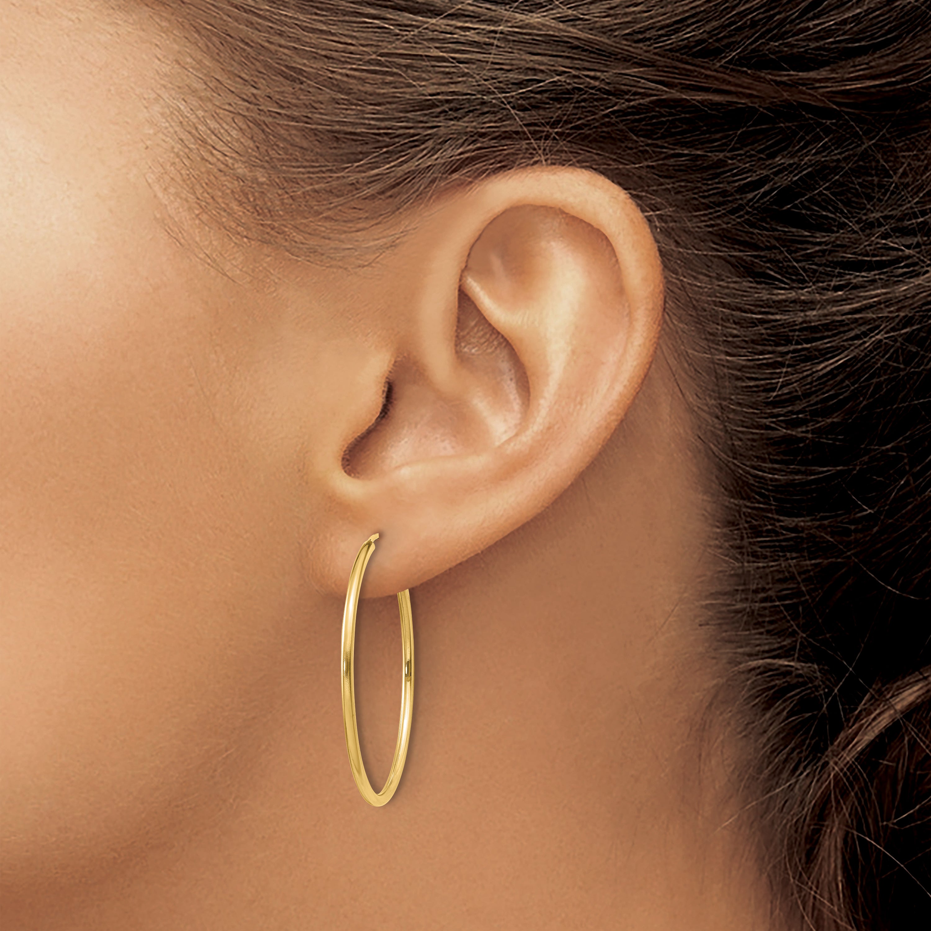 14k 1.2mm Polished Round Endless Hoop Earrings
