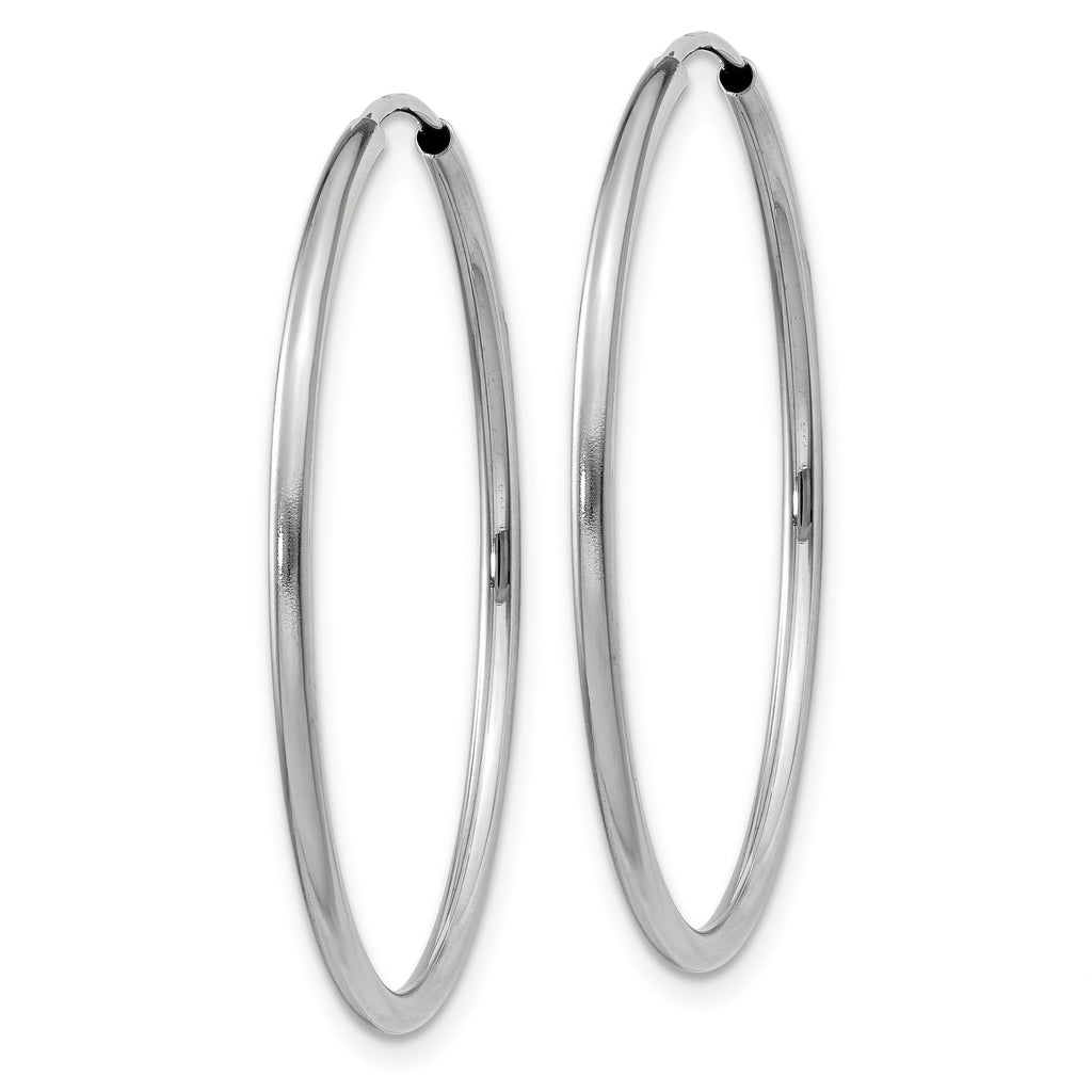 14k White Gold 1.2mm Polished Endless Hoop Earrings