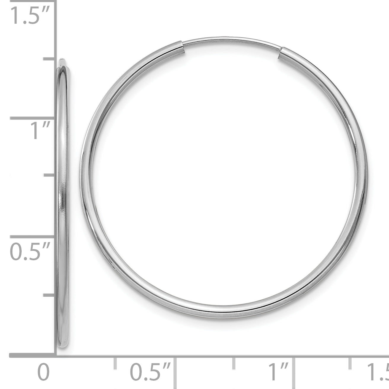 14k White Gold 1.2mm Polished Endless Hoop Earrings