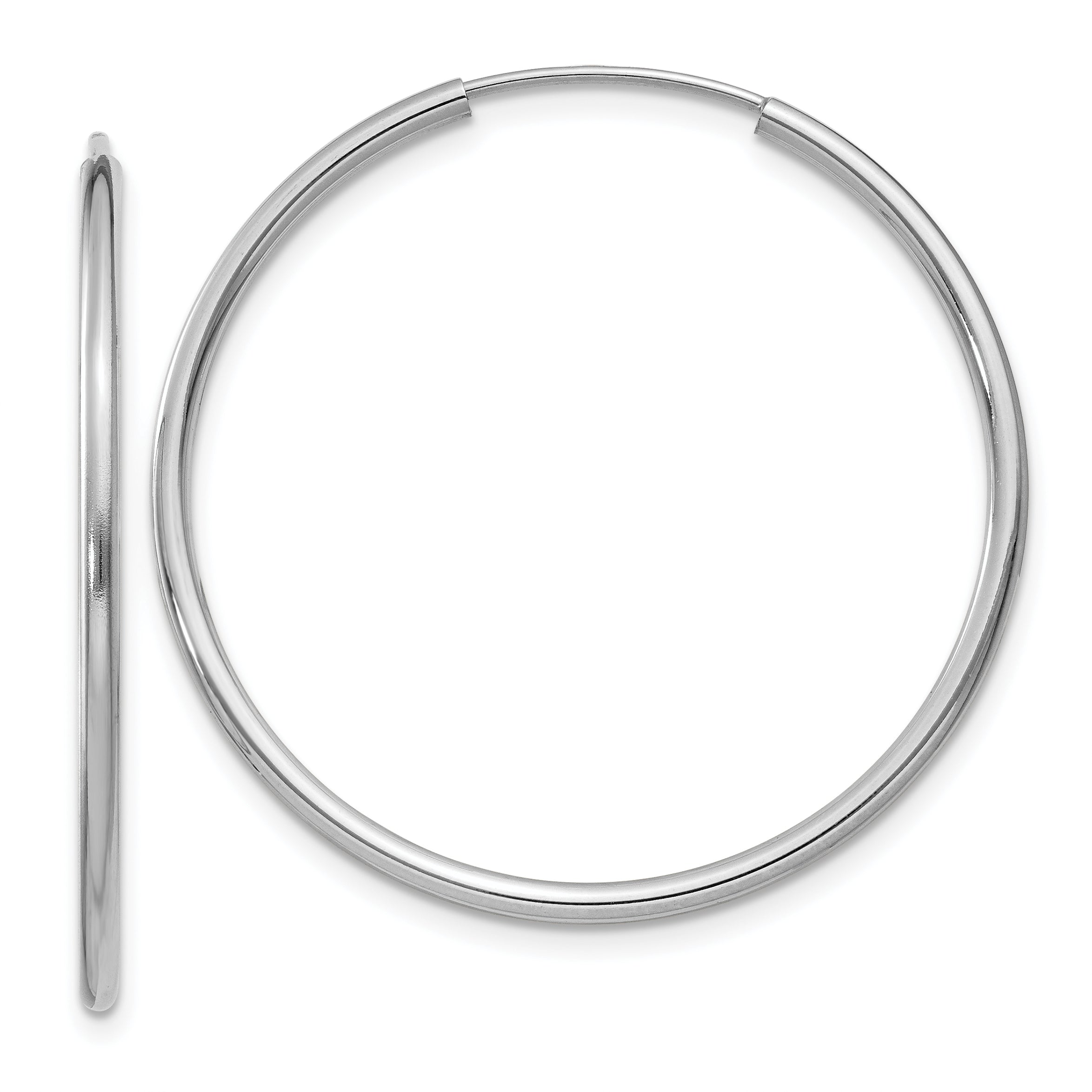 14k White Gold 1.2mm Polished Endless Hoop Earrings Main image