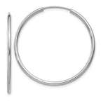 14k White Gold 1.2mm Polished Endless Hoop Earrings