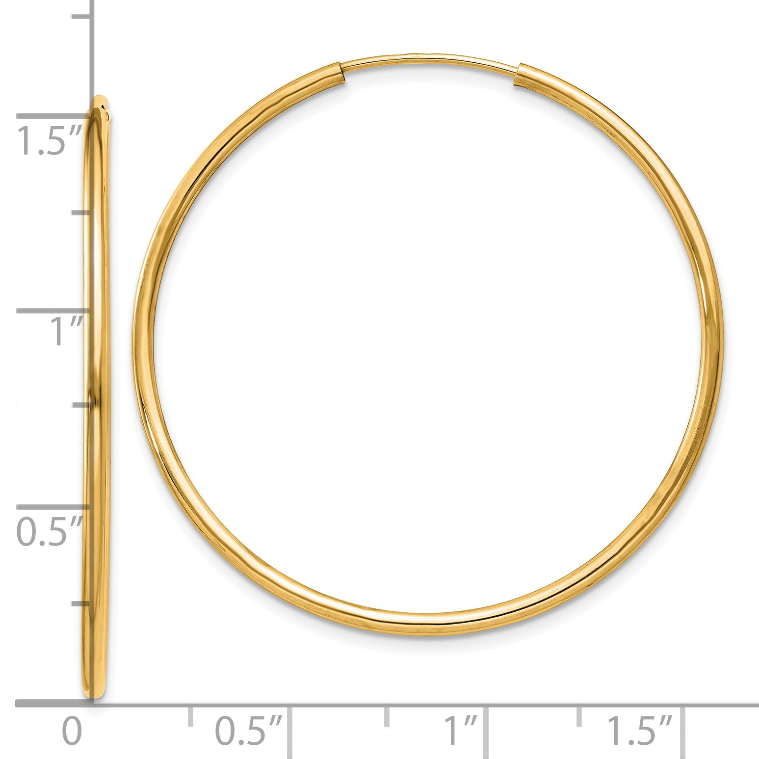 14k 1.2mm Polished Round Endless Hoop Earrings