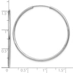 14k White Gold 1.2mm Polished Endless Hoop Earrings