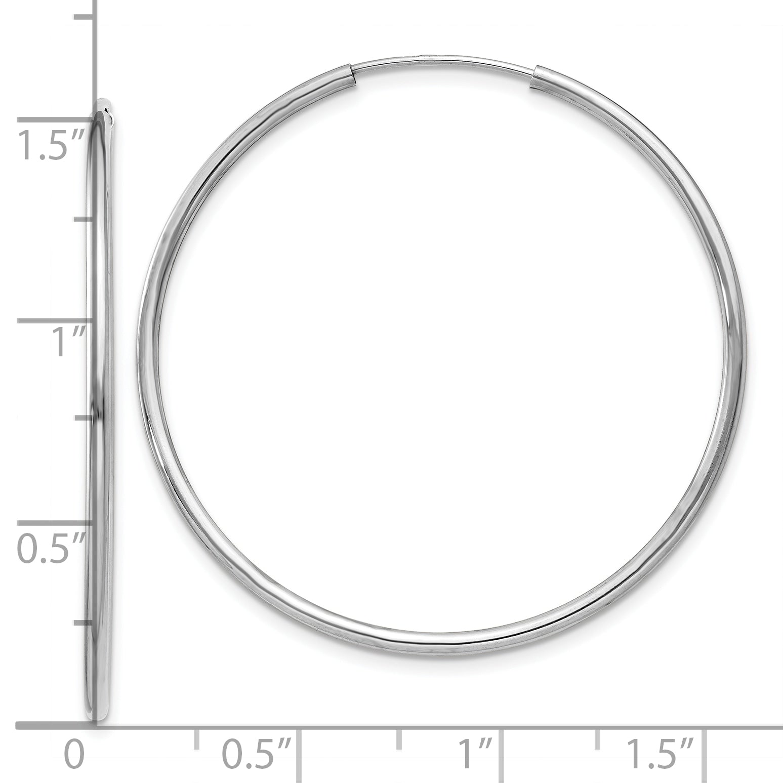 14k White Gold 1.2mm Polished Endless Hoop Earrings
