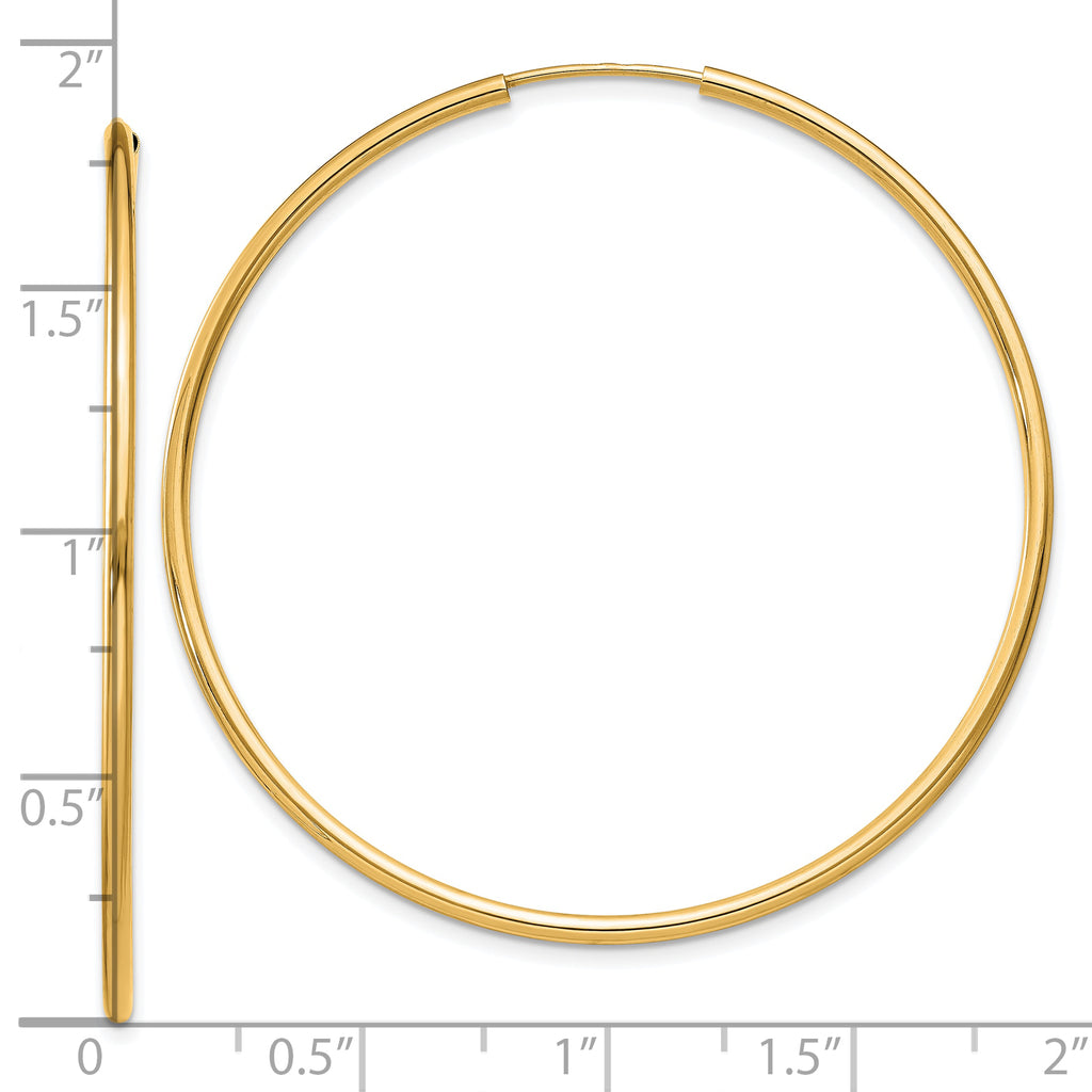 14k 1.50mm Polished Round Endless Hoop Earrings