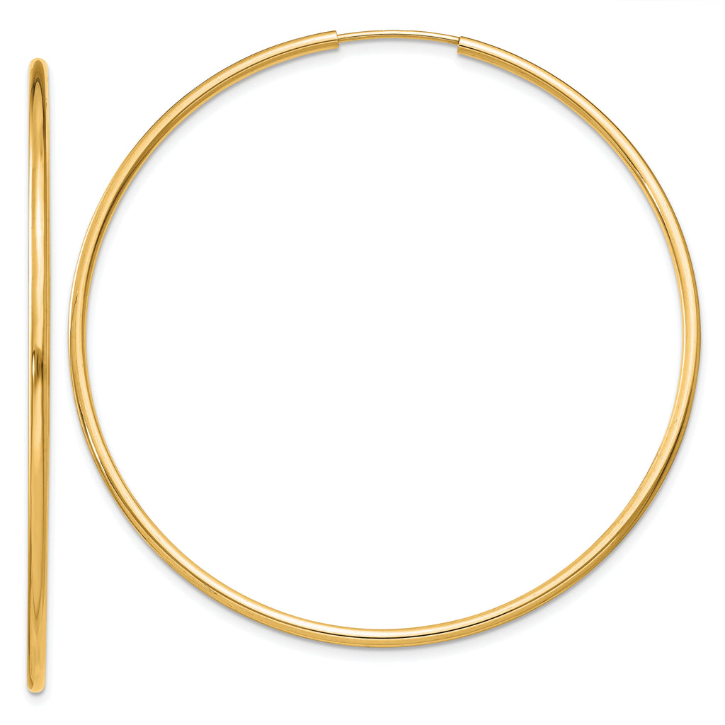 14k 1.50mm Polished Round Endless Hoop Earrings