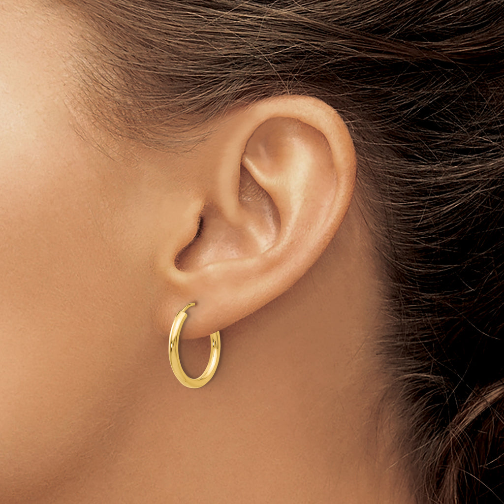 14k Polished Round Endless 2mm Hoop Earrings
