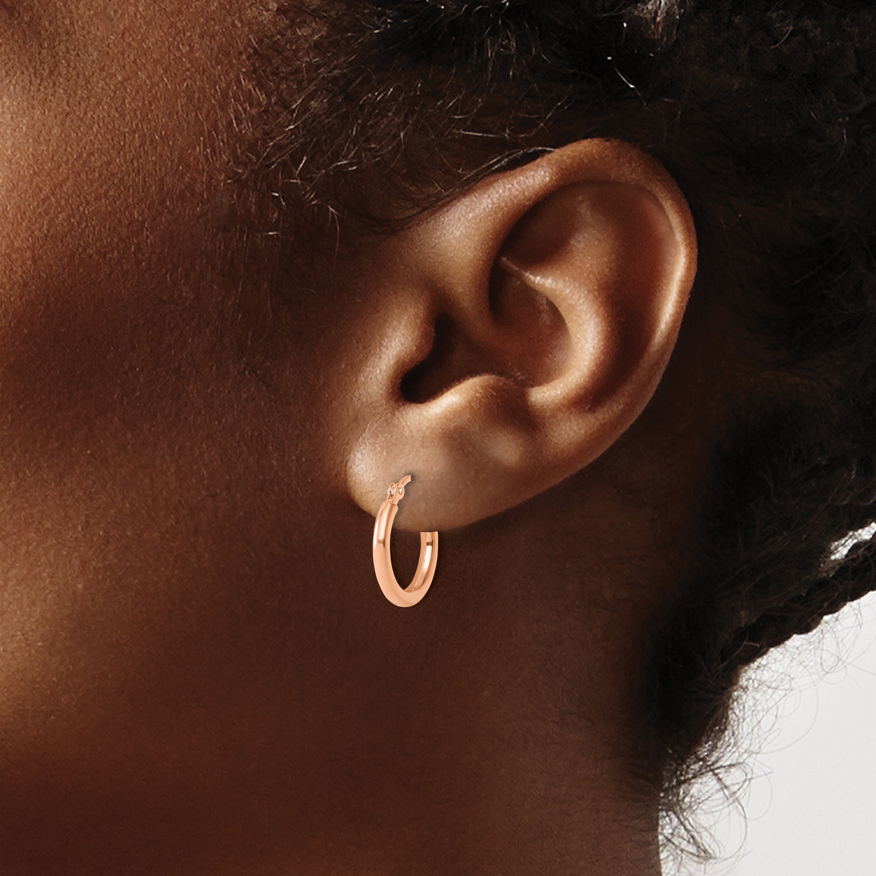 14k Rose Gold Polished 2x15mm Polished Hoop Earrings
