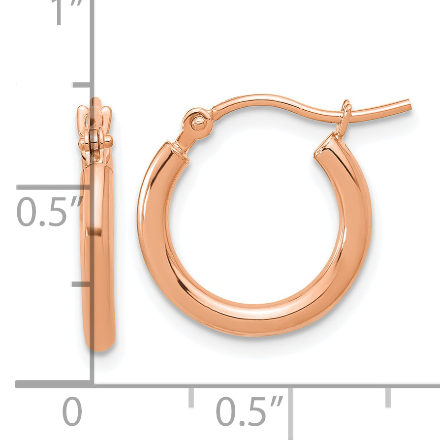 14k Rose Gold Polished 2x15mm Polished Hoop Earrings