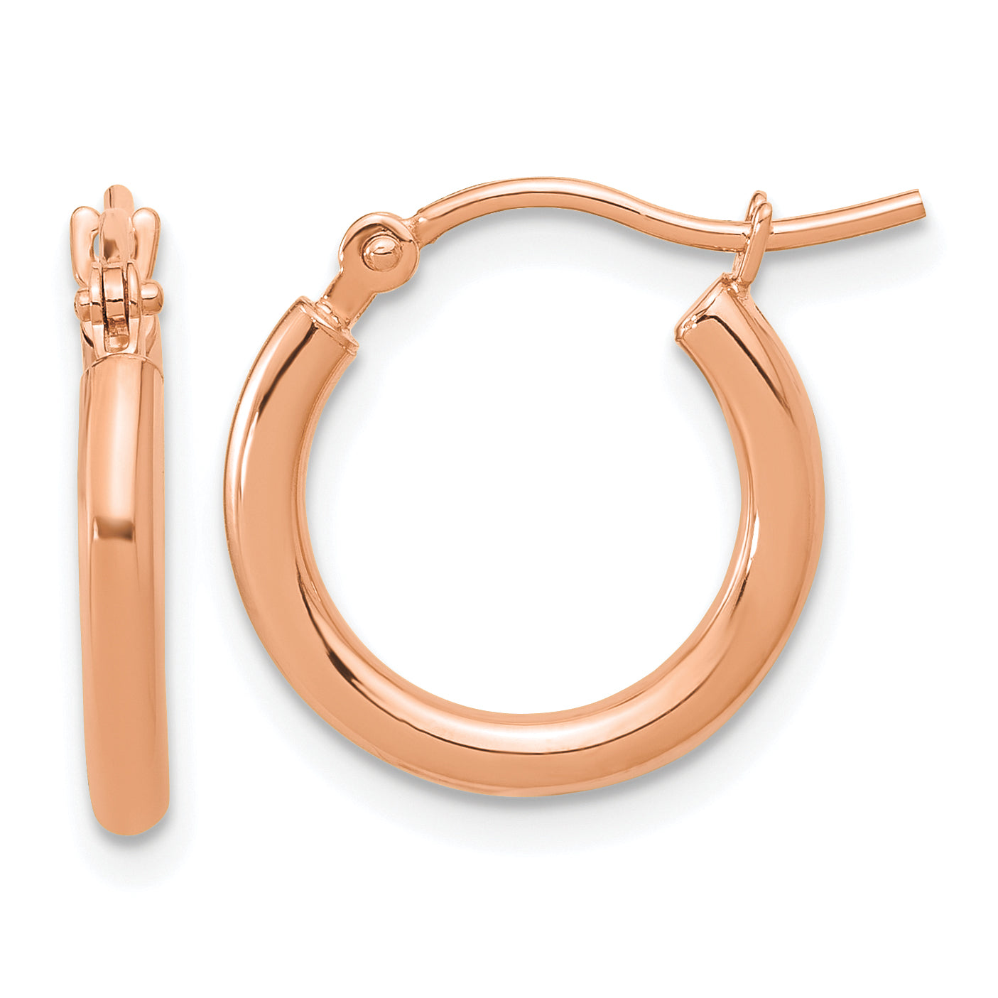 14k Rose Gold Polished 2x15mm Polished Hoop Earrings Main image