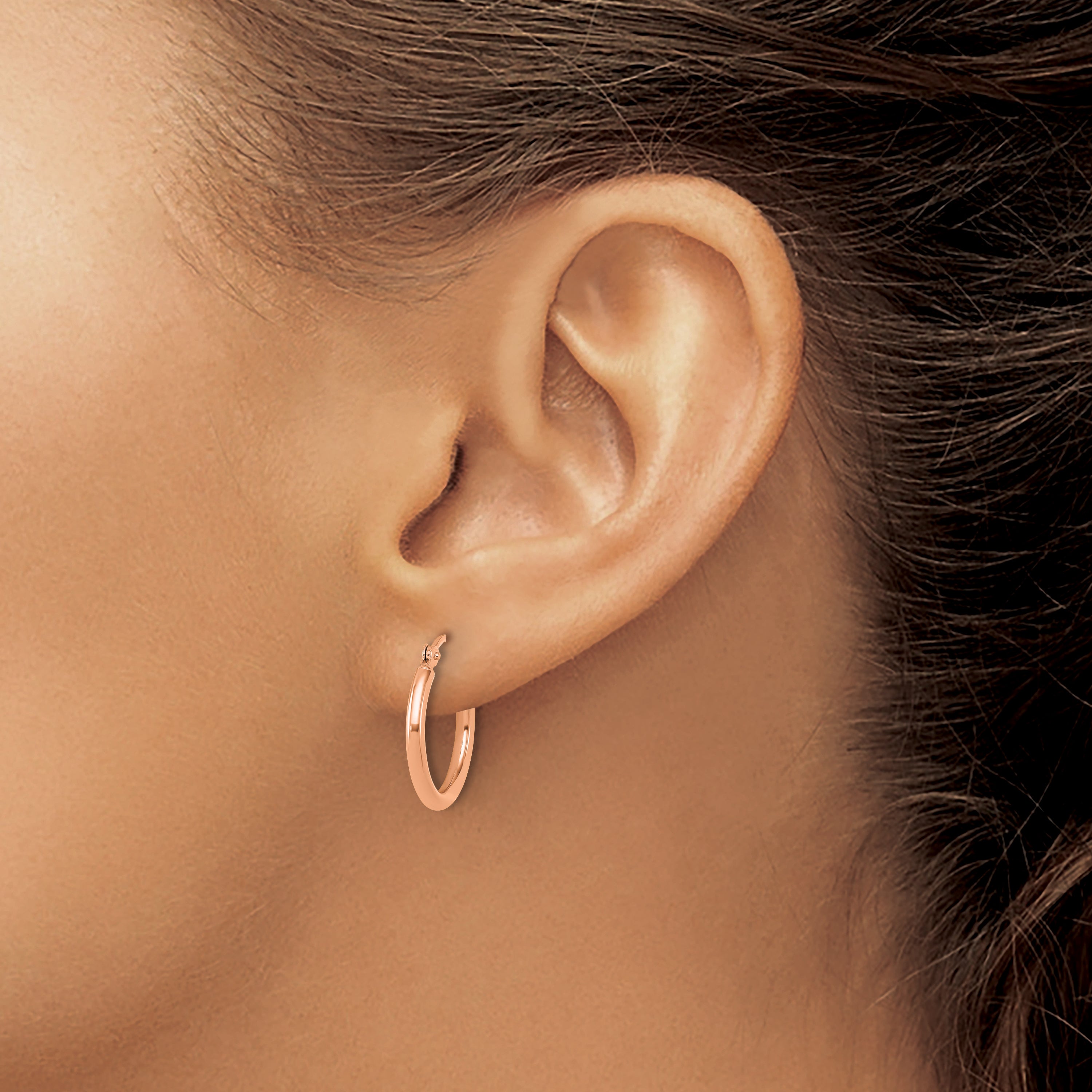 14k Rose Gold Polished 2x17.5mm Polished Hoop Earrings