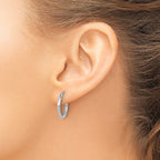 14k White Gold Polished 2x17.5mm Polished Hoop Earrings