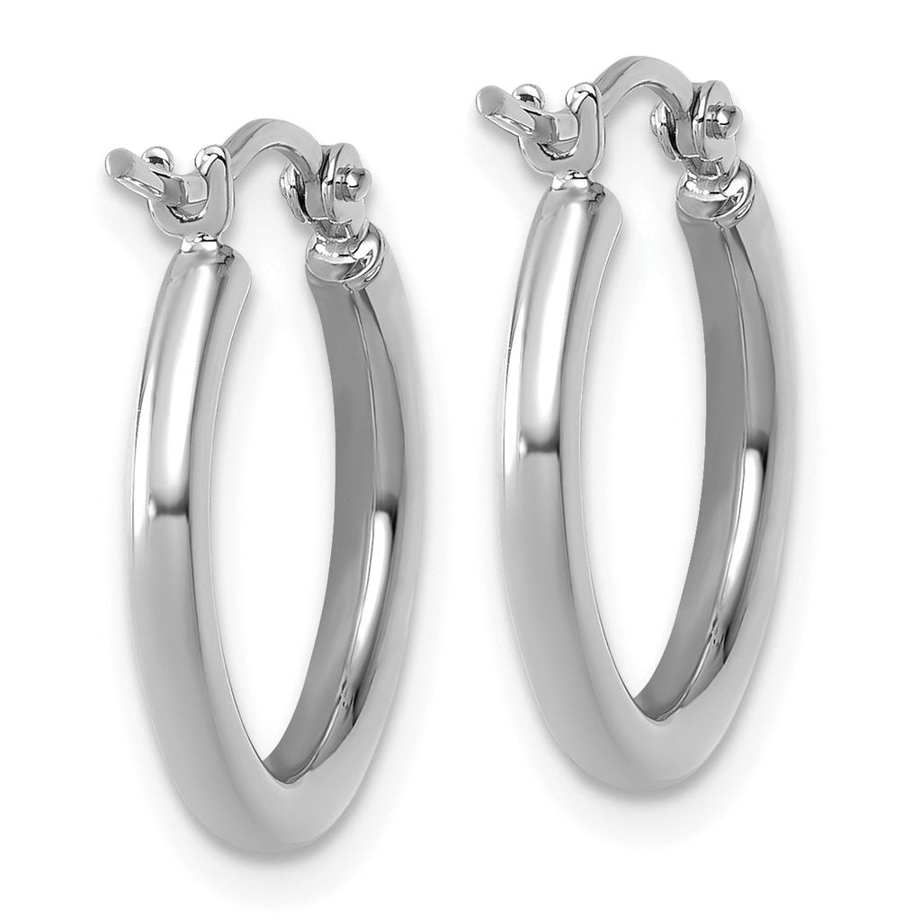 14k White Gold Polished 2x17.5mm Polished Hoop Earrings