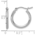 14k White Gold Polished 2x17.5mm Polished Hoop Earrings
