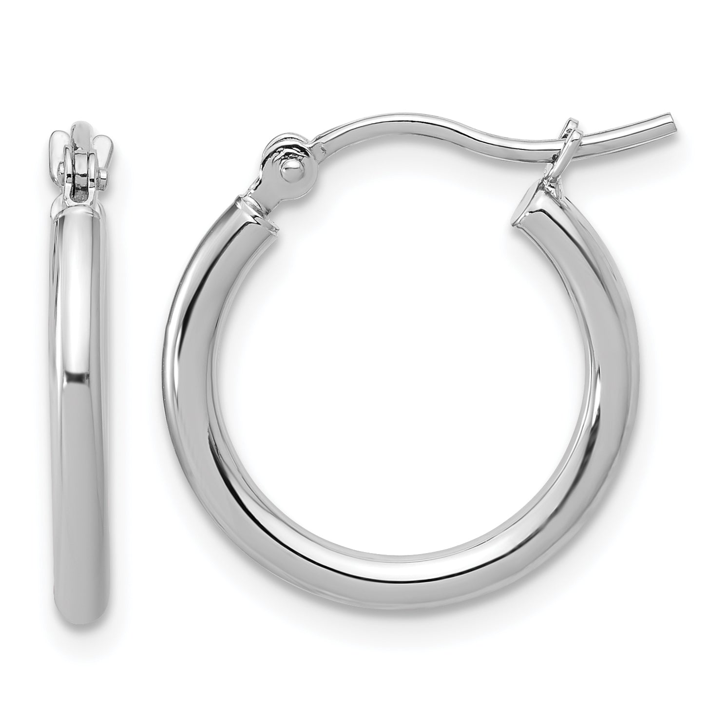 14k White Gold Polished 2x17.5mm Polished Hoop Earrings Main image