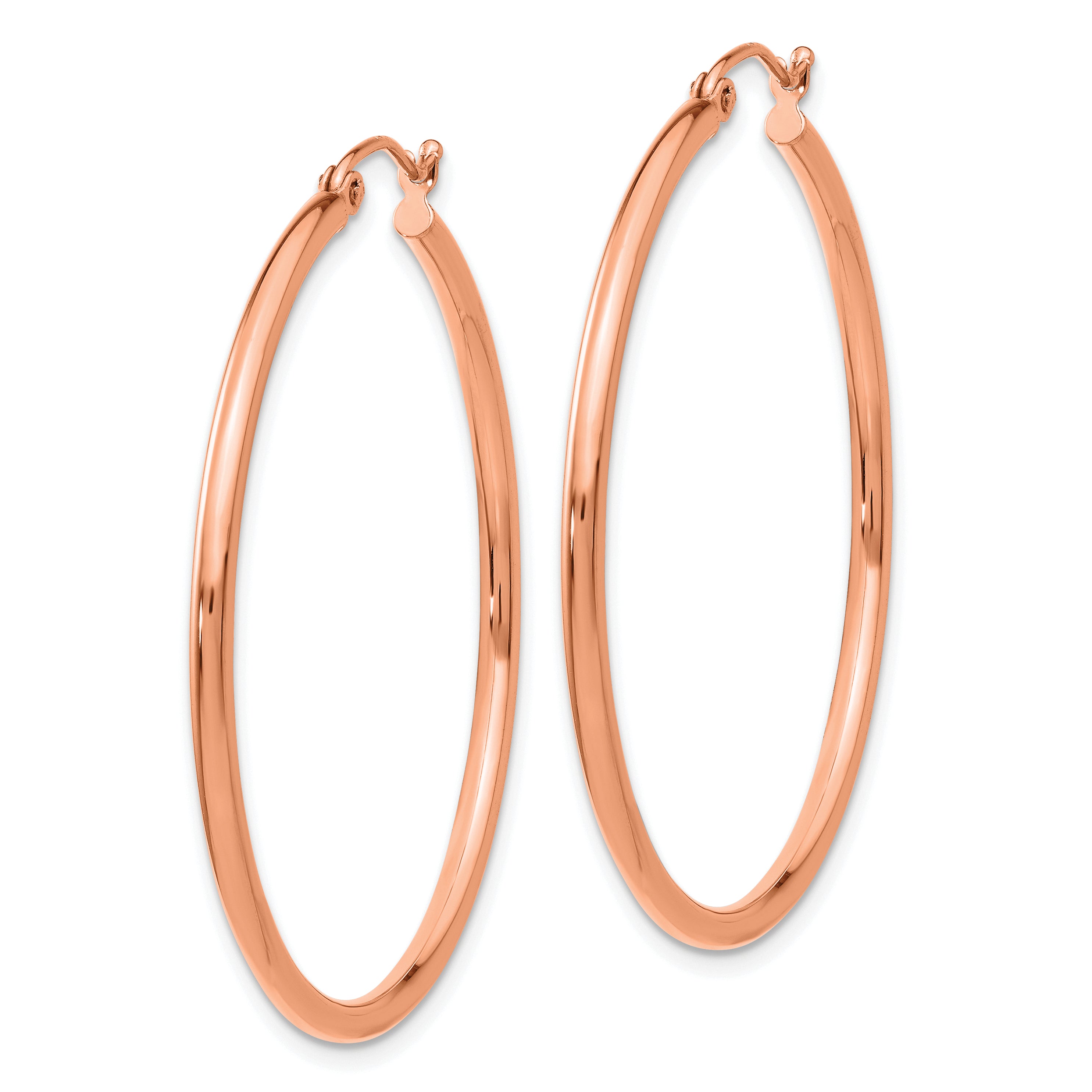14k Rose Gold Polished 2x40mm Polished Hoop Earrings Secondary image