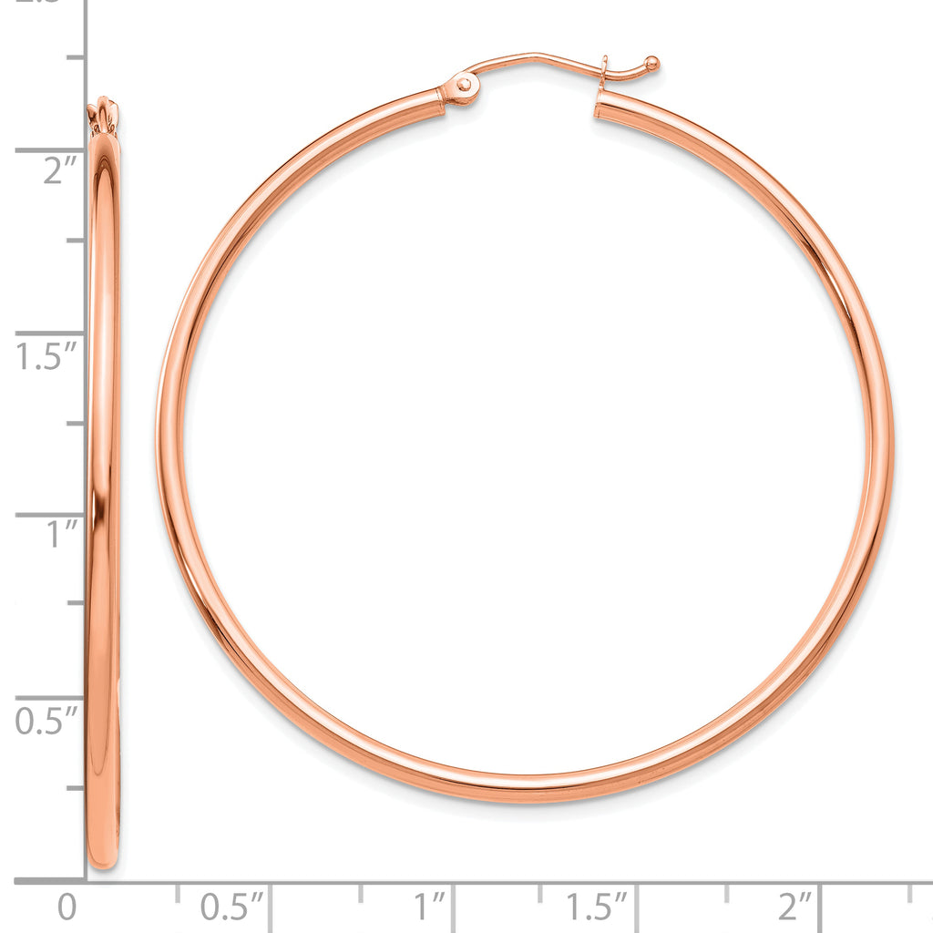 14k Rose Gold Polished 2x50mm Polished Hoop Earrings