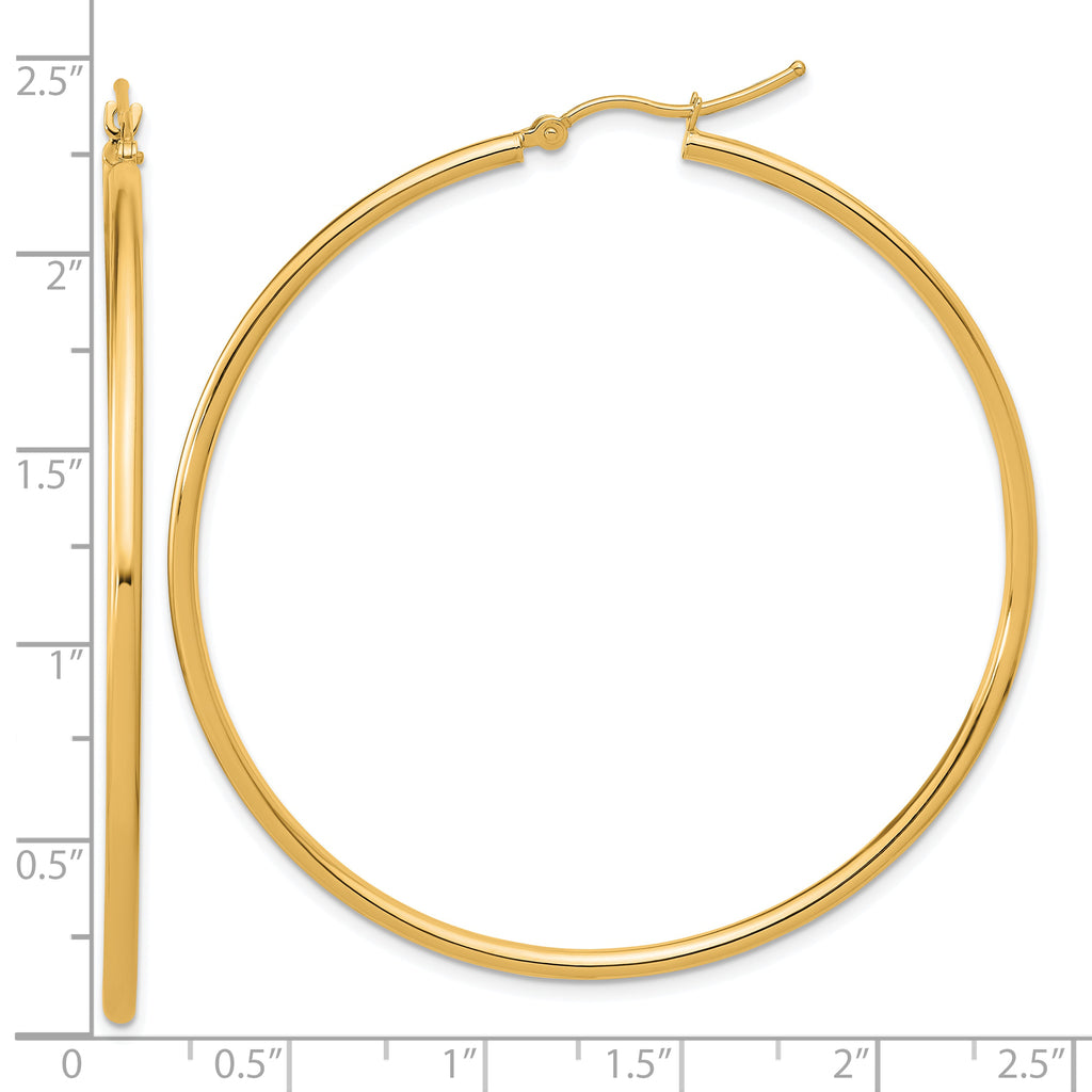 14k Polished 2x55mm Polished Hoop Earrings