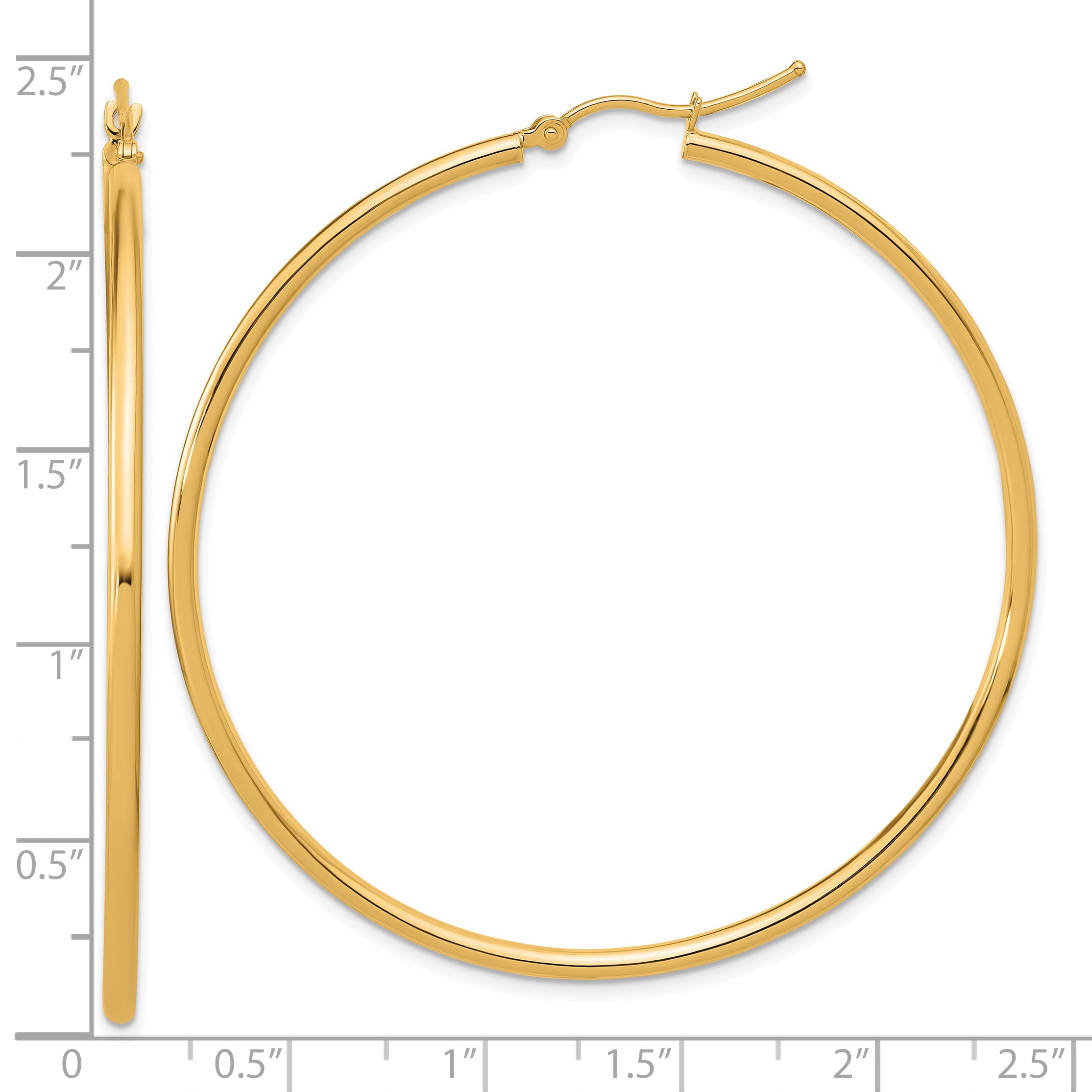 14k Polished 2x55mm Polished Hoop Earrings