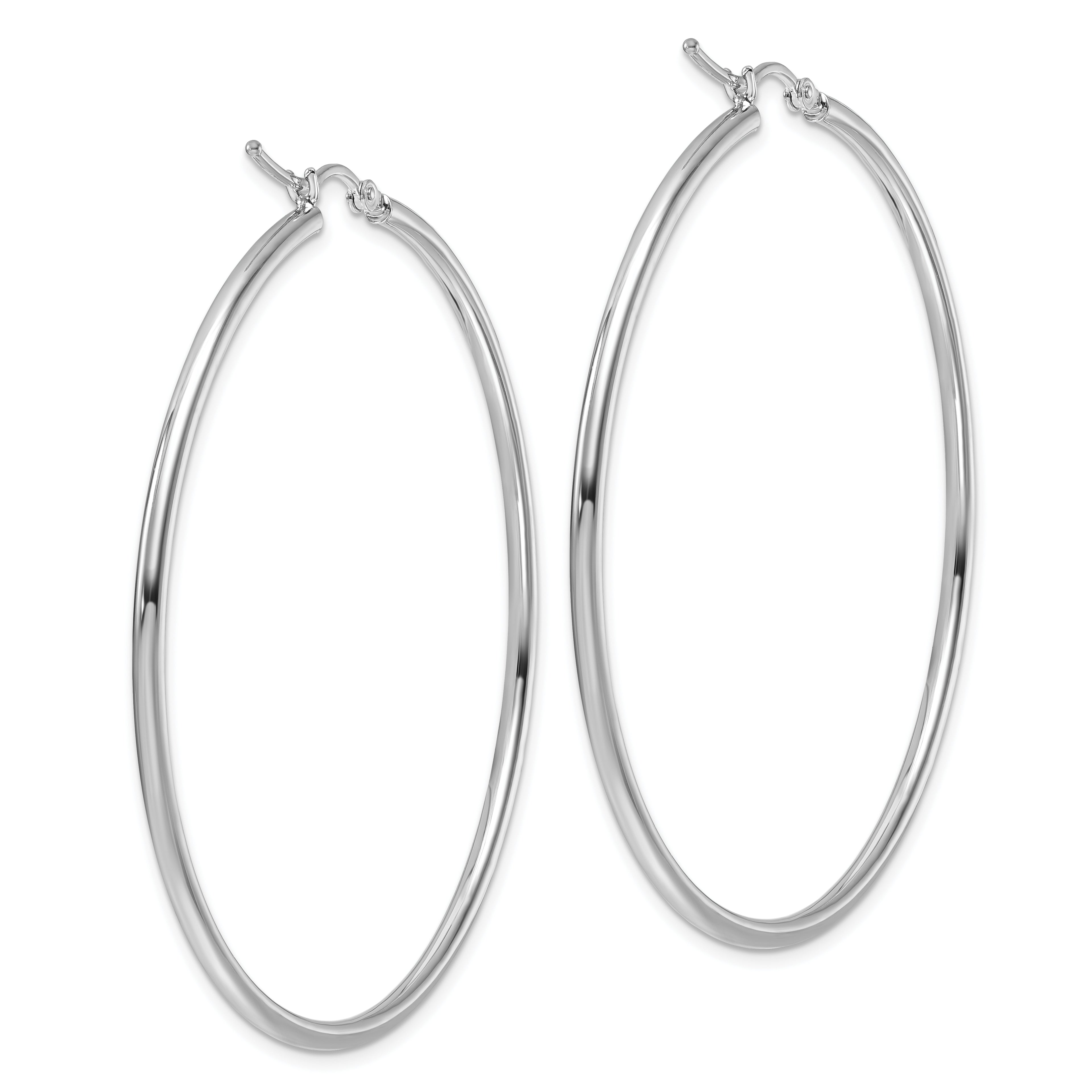 14k White Gold Polished 2x55mm Polished Hoop Earrings