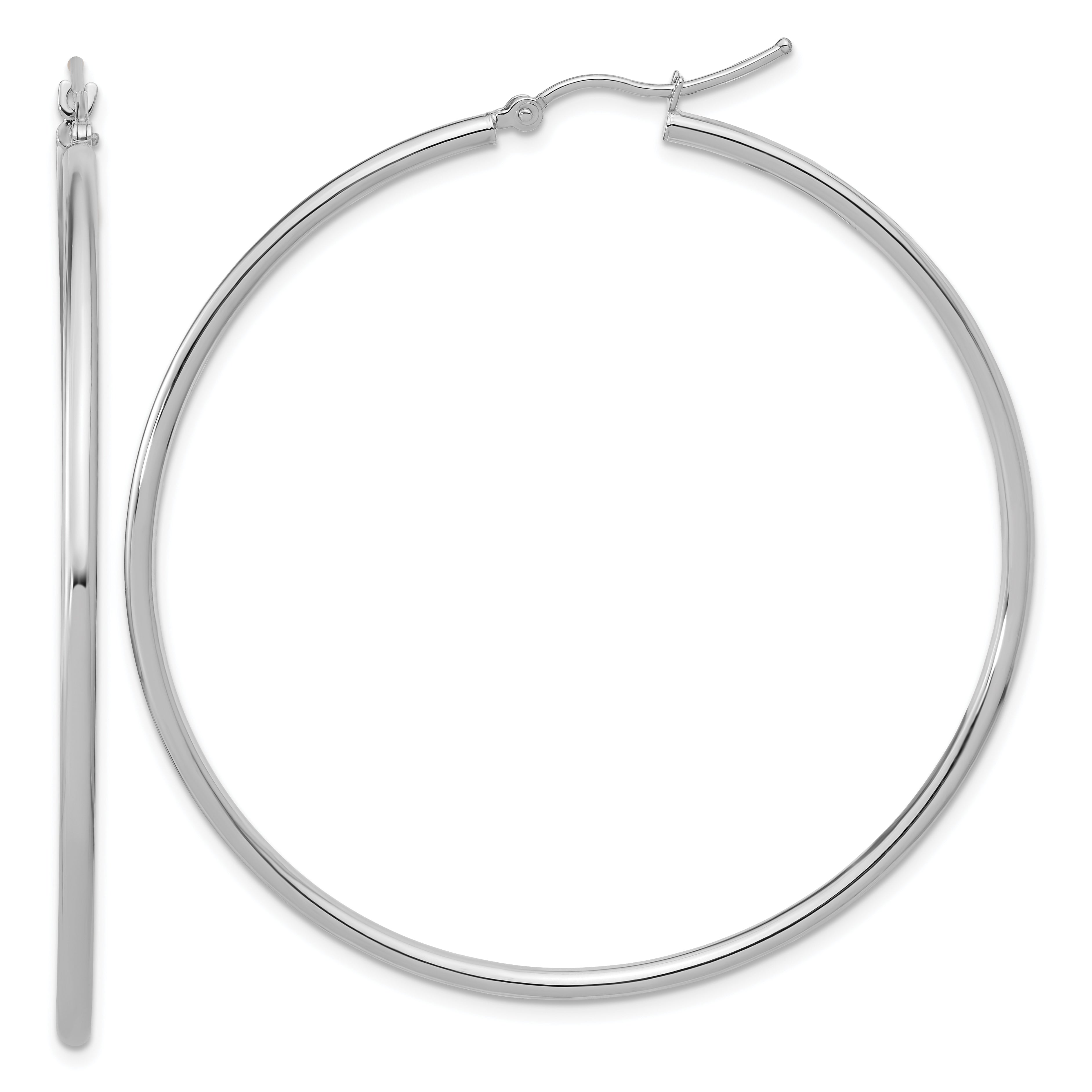 14k White Gold Polished 2x55mm Polished Hoop Earrings Main image