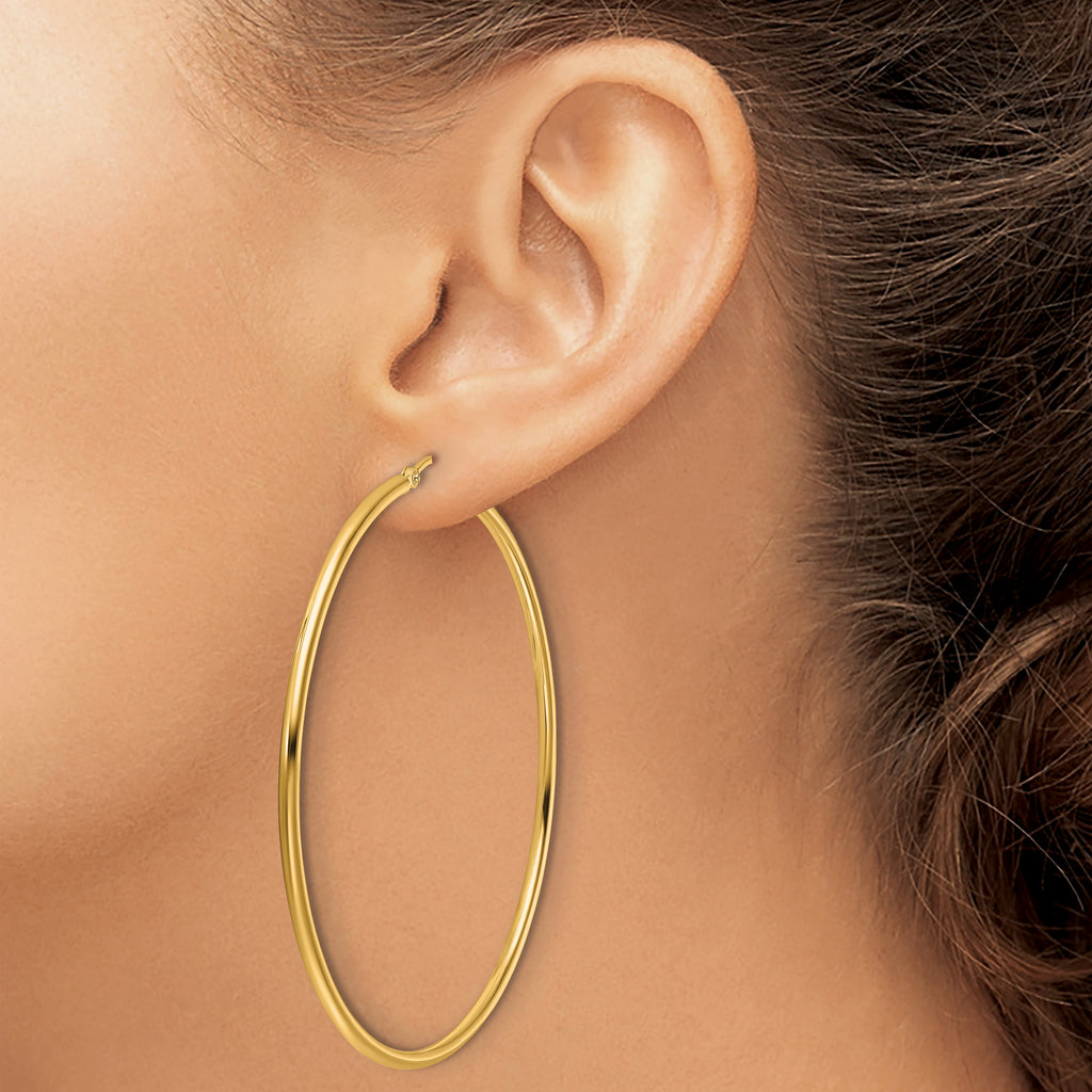 14k Polished 2x60mm Polished Hoop Earrings