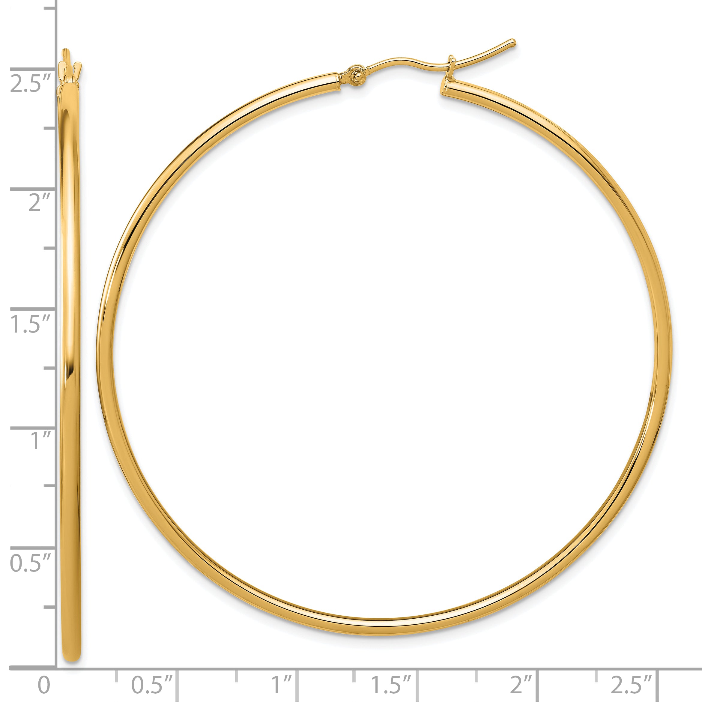 14k Polished 2x60mm Polished Hoop Earrings