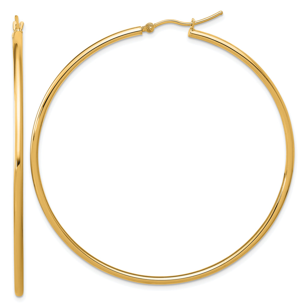 14k Polished 2x60mm Polished Hoop Earrings