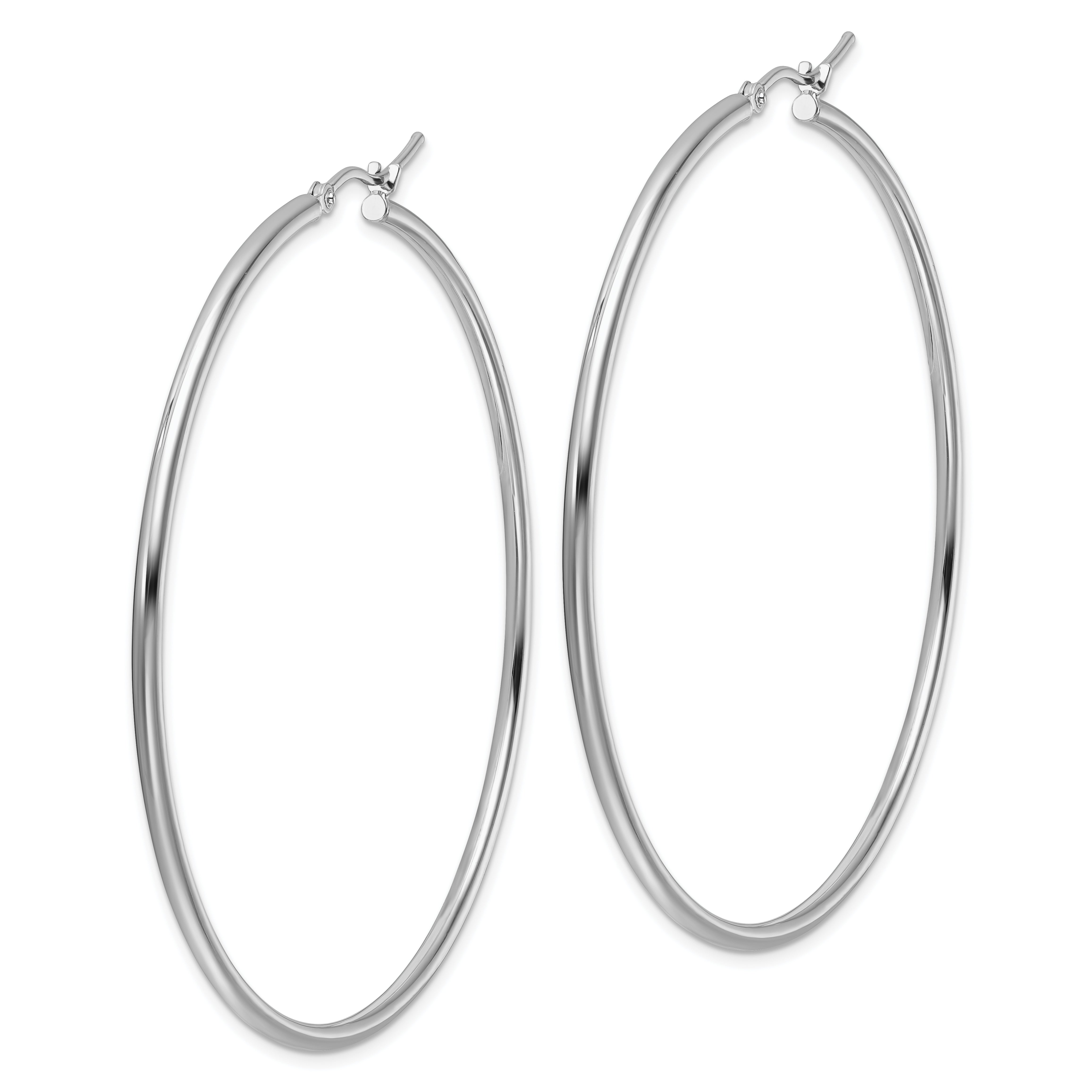 14k White Gold Polished 2x60mm Polished Hoop Earrings