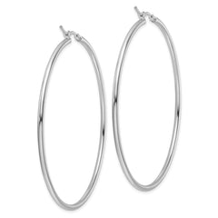 14k White Gold Polished 2x60mm Polished Hoop Earrings