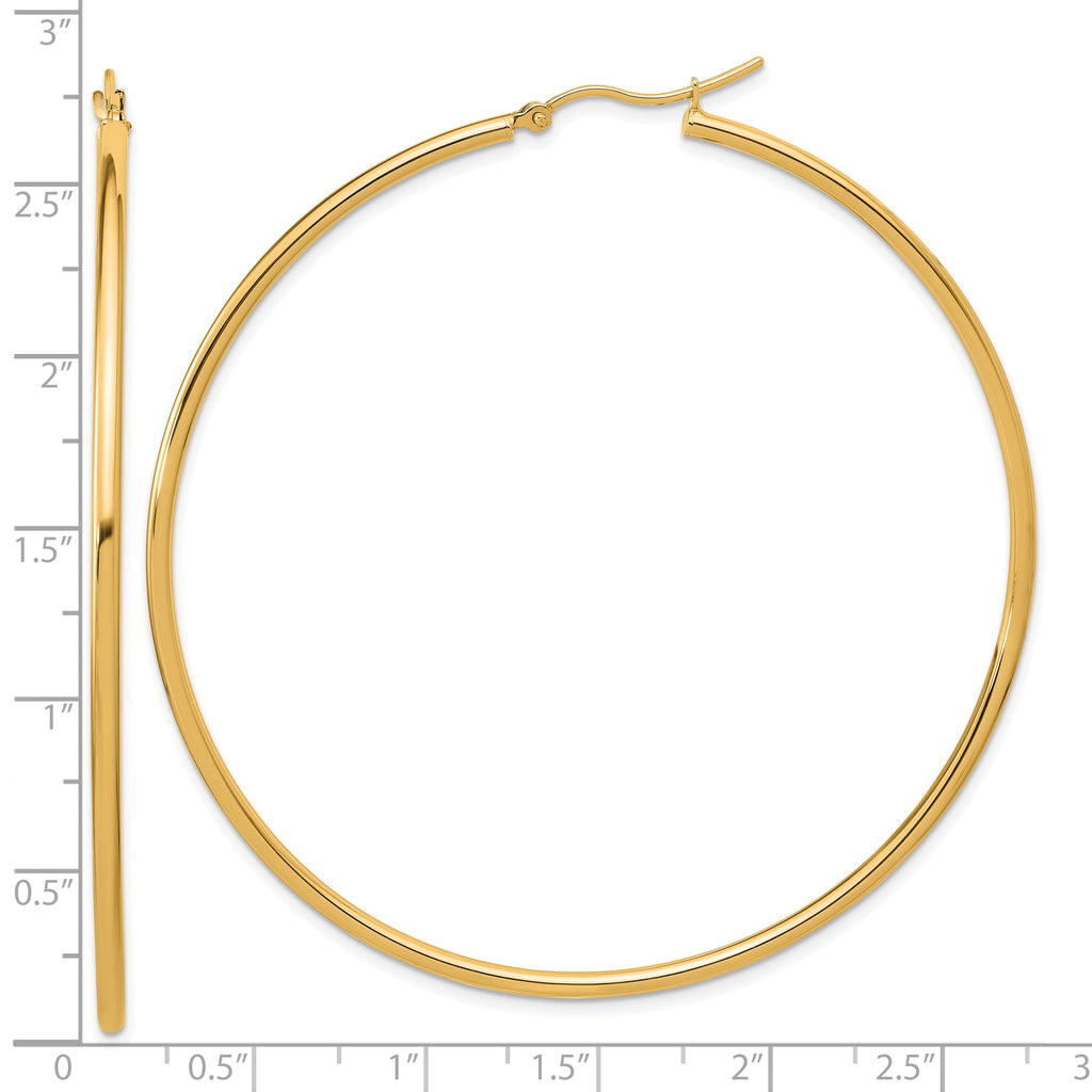 14k Polished 2x65mm Polished Hoop Earrings