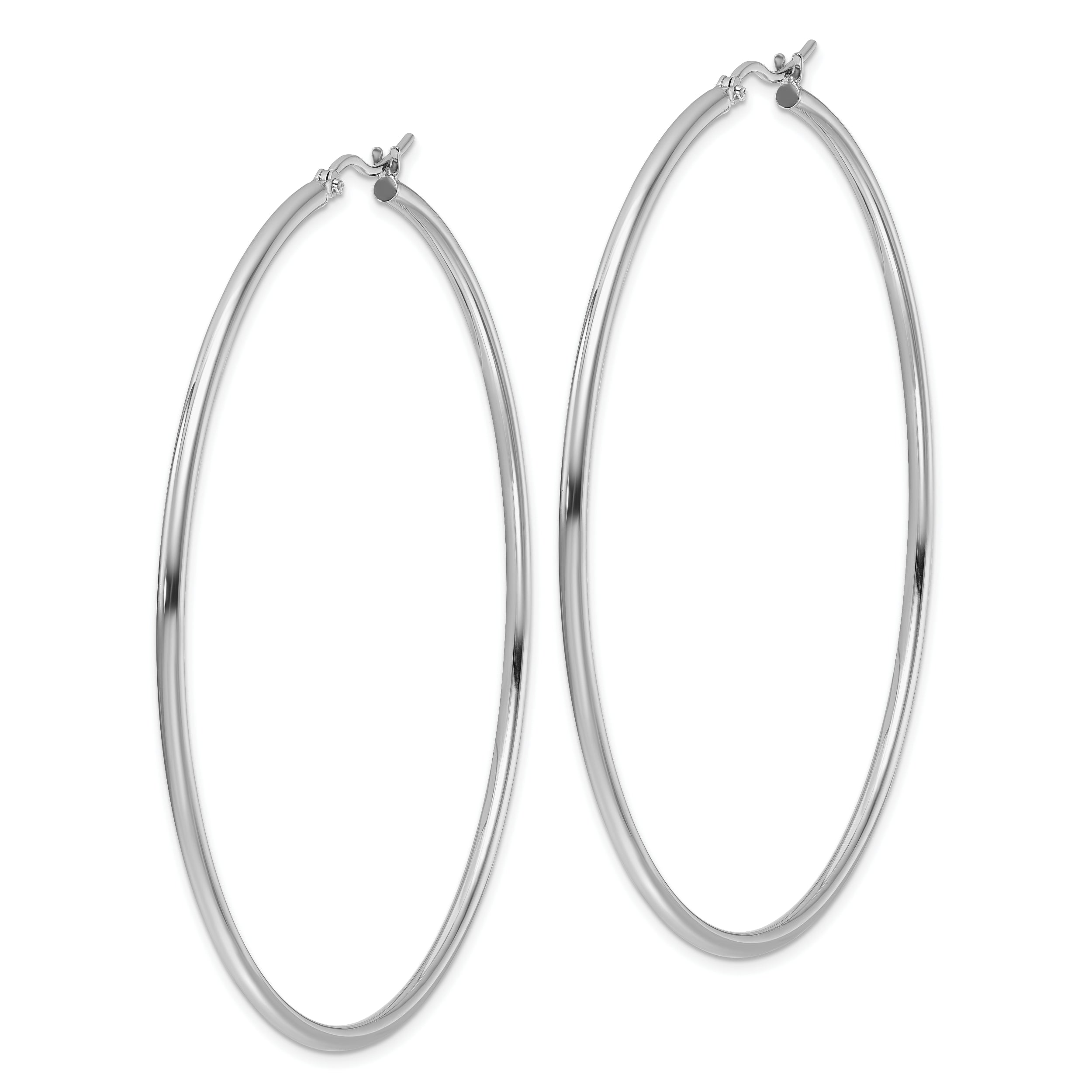 14k White Gold Polished 2x65mm Polished Hoop Earrings