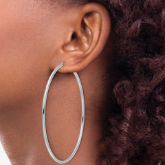 14k White Gold Polished 2x65mm Polished Hoop Earrings