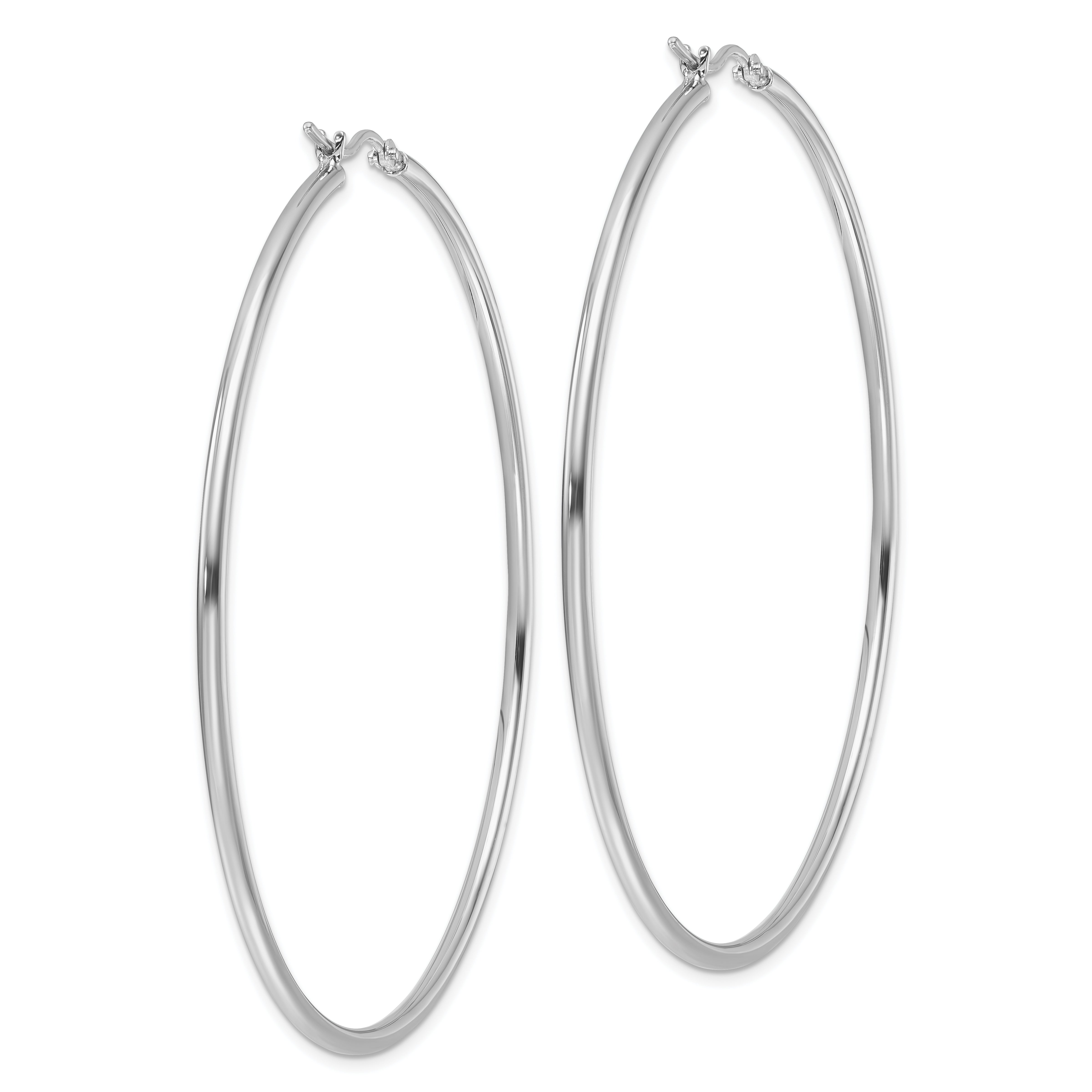 14k White Gold Polished 2x65mm Polished Hoop Earrings