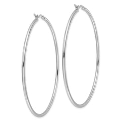 14k White Gold Polished 2x65mm Polished Hoop Earrings