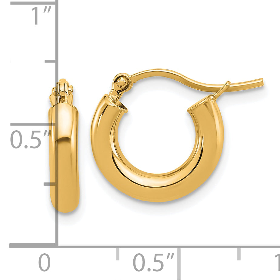 14k Polished 3mm Polished Hoop Earrings