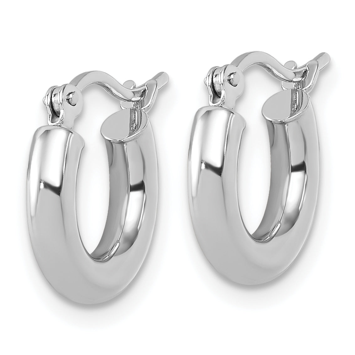 14k White Gold Polished 3mm Polished Hoop Earrings Secondary image