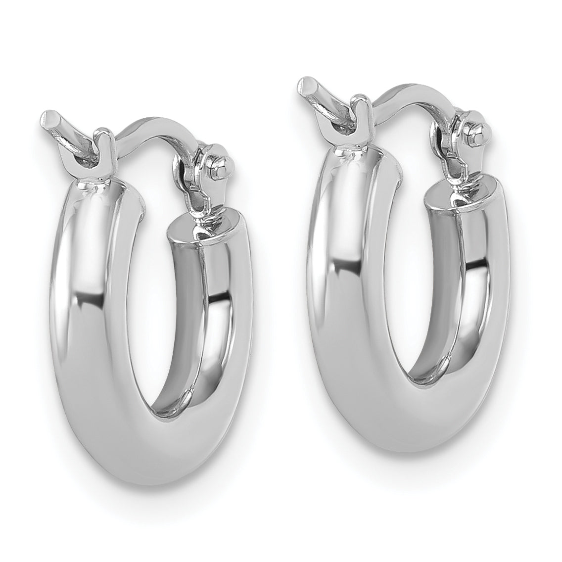 14k White Gold Polished 3mm Polished Hoop Earrings