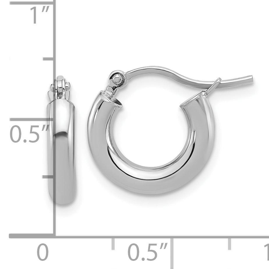14k White Gold Polished 3mm Polished Hoop Earrings
