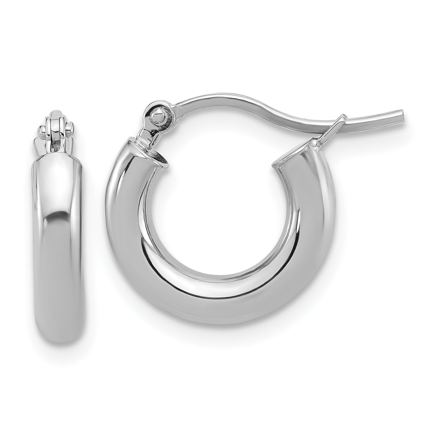 14k White Gold Polished 3mm Polished Hoop Earrings