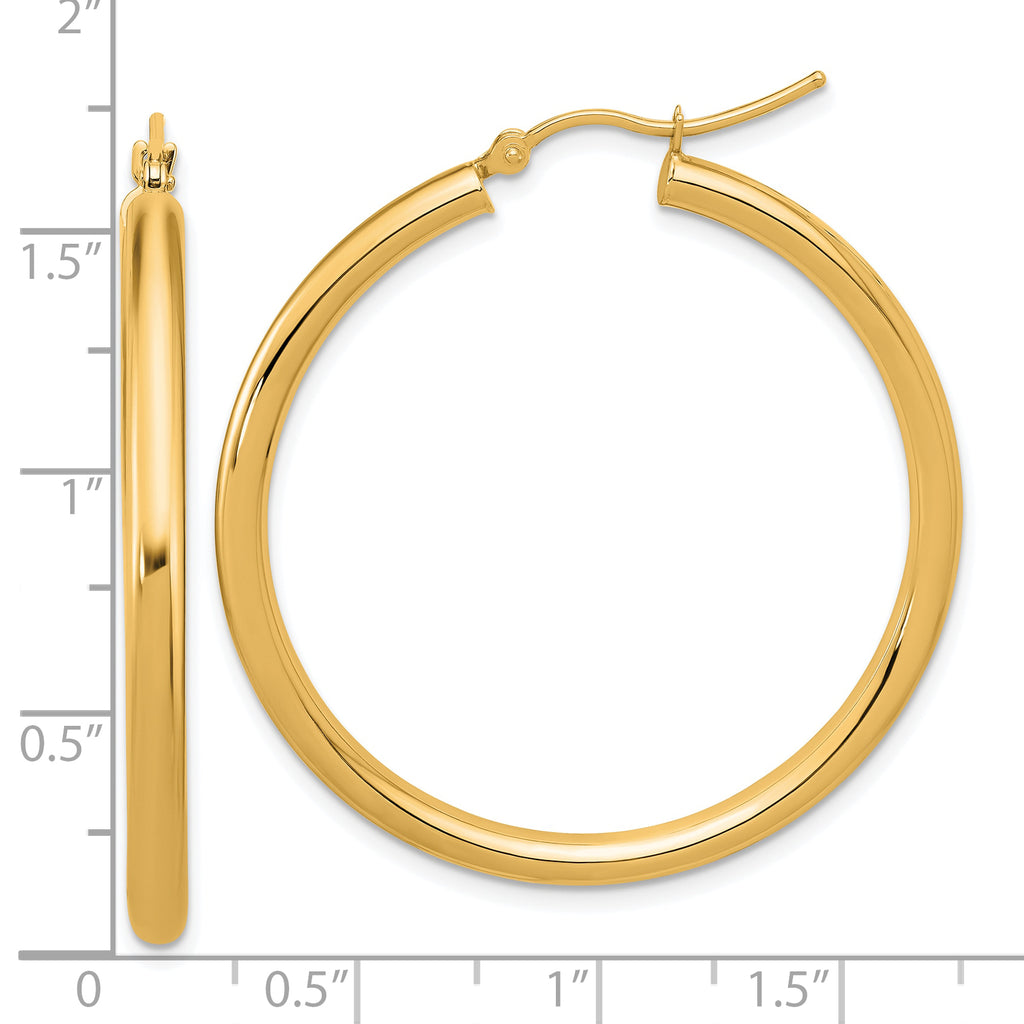 14k Polished 3mm Polished Hoop Earrings